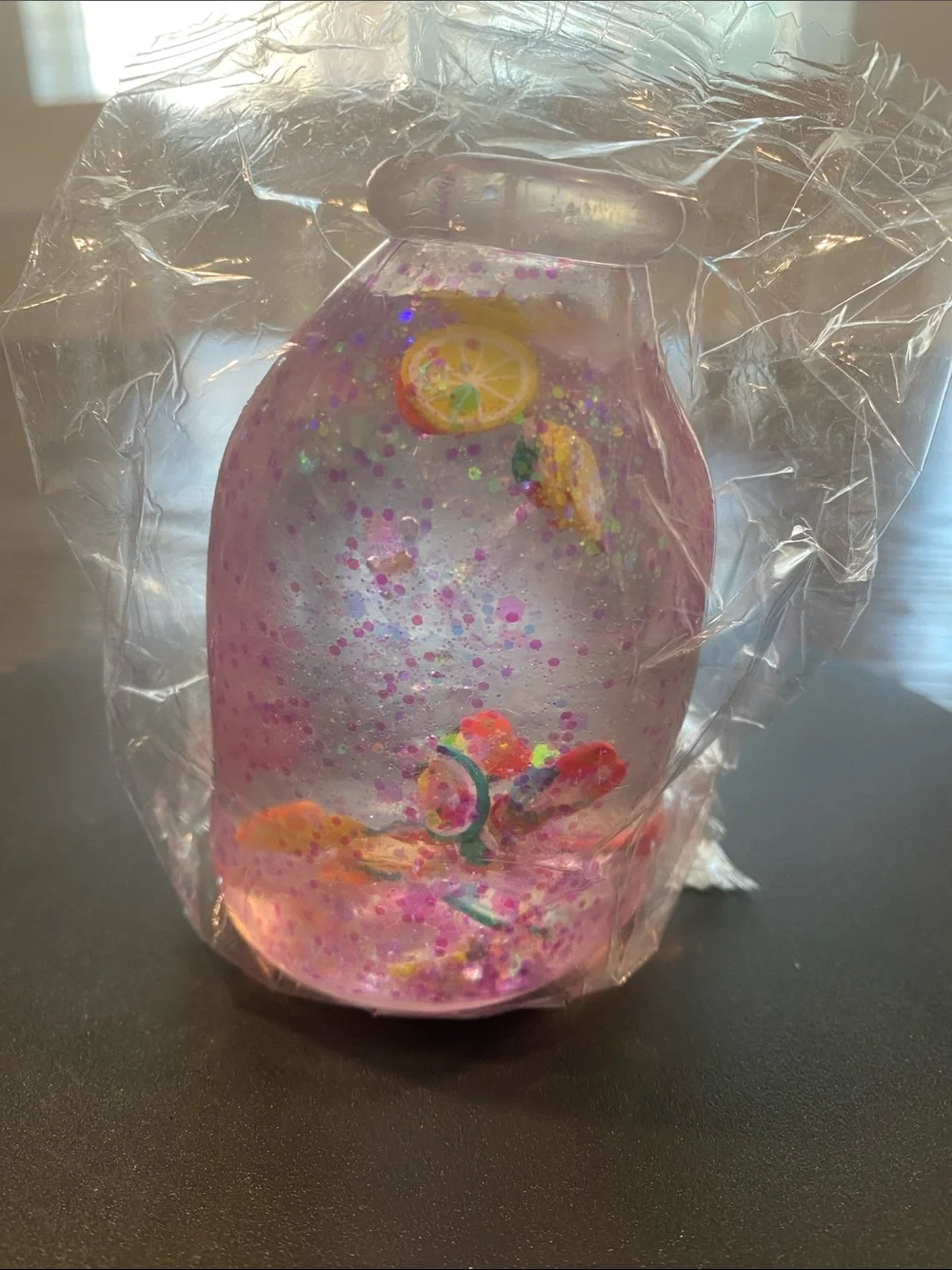 Fruit Drift Bottle Squishy Calming Glitter Sensory Bottle Toy - Pink Glitter
